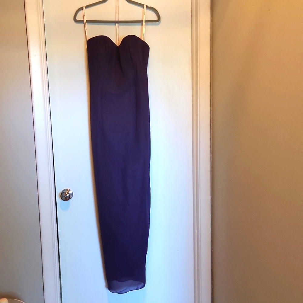 Purple Strapless Full Length Wedding Guest/bridesmaid dress
